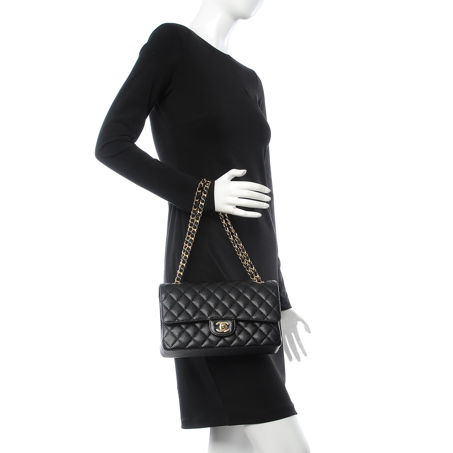 Chanel Caviar Quilted Medium Double Flap Black 2 of 7