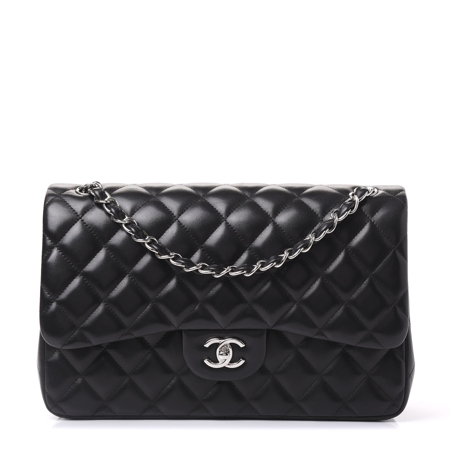 Chanel Lambskin Quilted Jumbo Double Flap Black 1 of 13