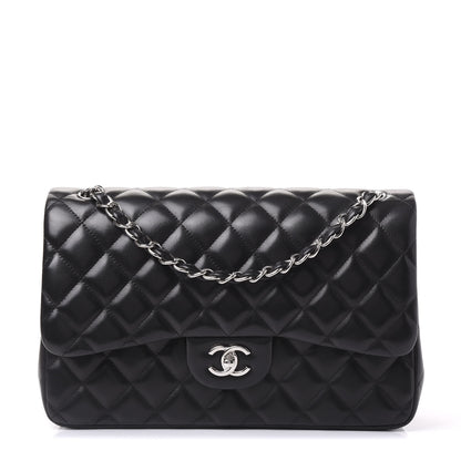Chanel Lambskin Quilted Jumbo Double Flap Black 1 of 13