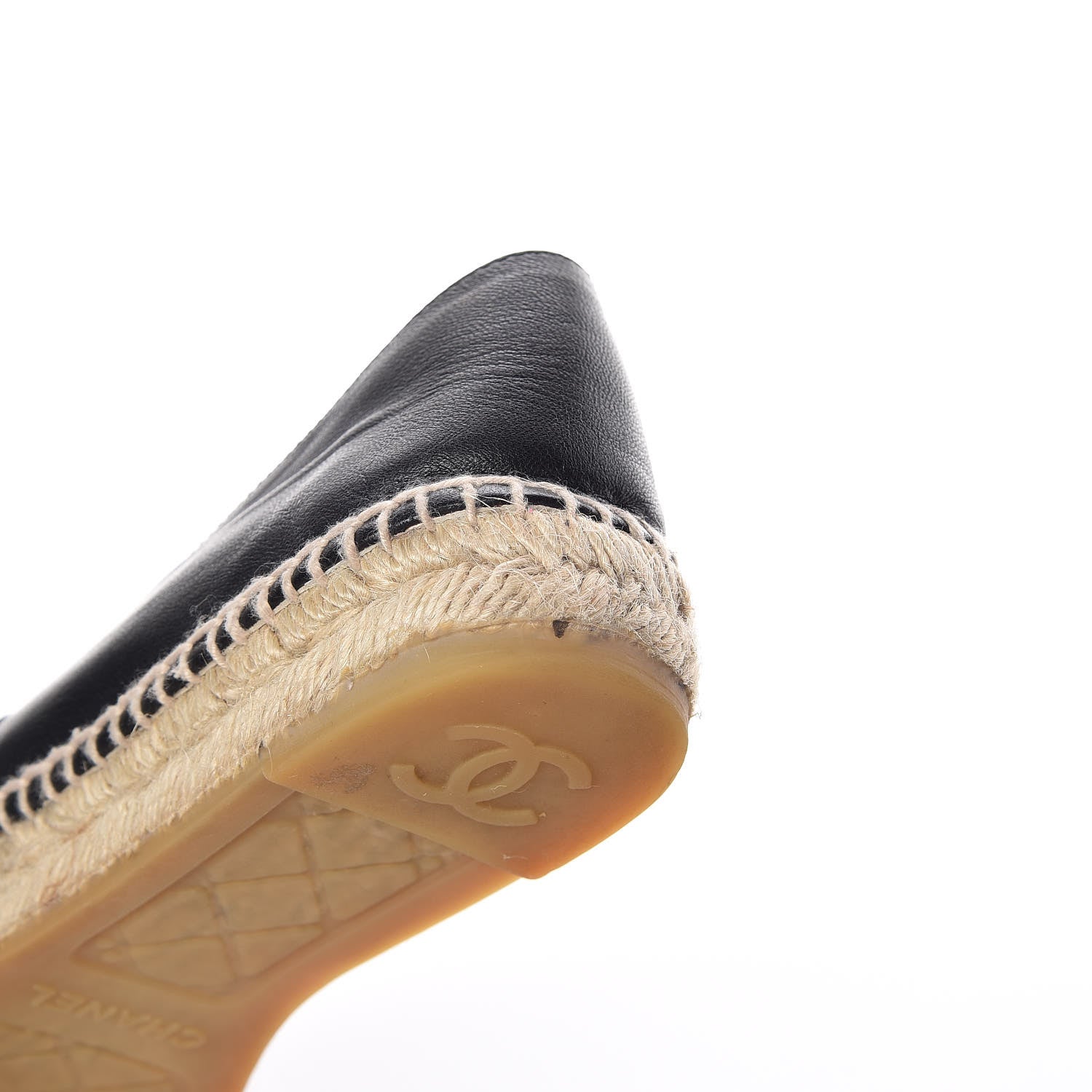Chanel Lambskin Canvas Cap Toe CC Espadrilles 37 Black 16 of 17