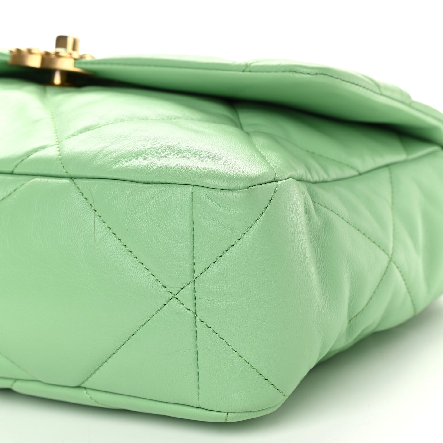 Lambskin Quilted Large Chanel 19 Flap Light Green