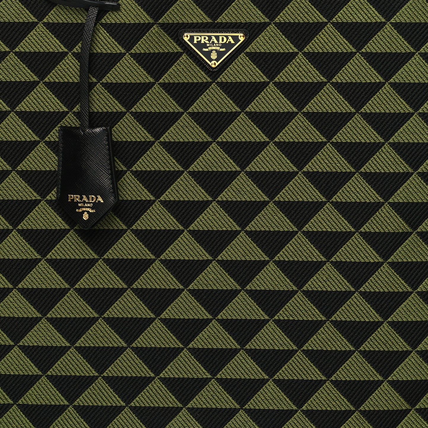 Jacquard Saffiano Triangolo Symbole Embroidered Shopping Tote Black Edera