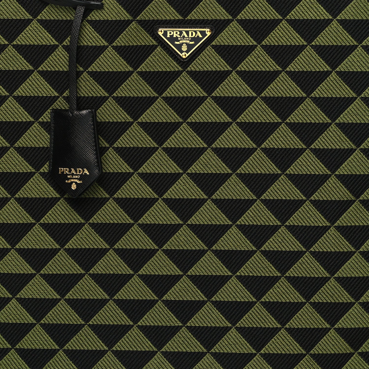 Prada Jacquard Saffiano Triangolo Symbole Embroidered Shopping Tote Black Edera 7 of 9