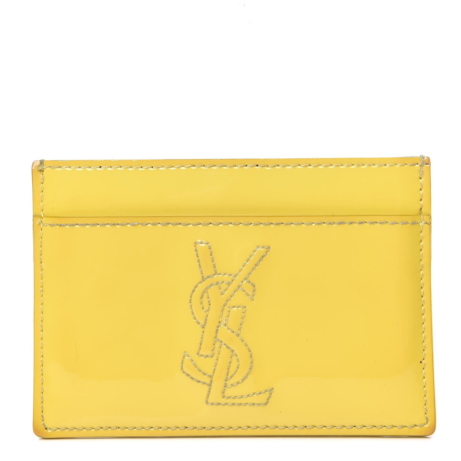 Saint Laurent Patent Belle De Jour Card Case Yellow 1 of 11