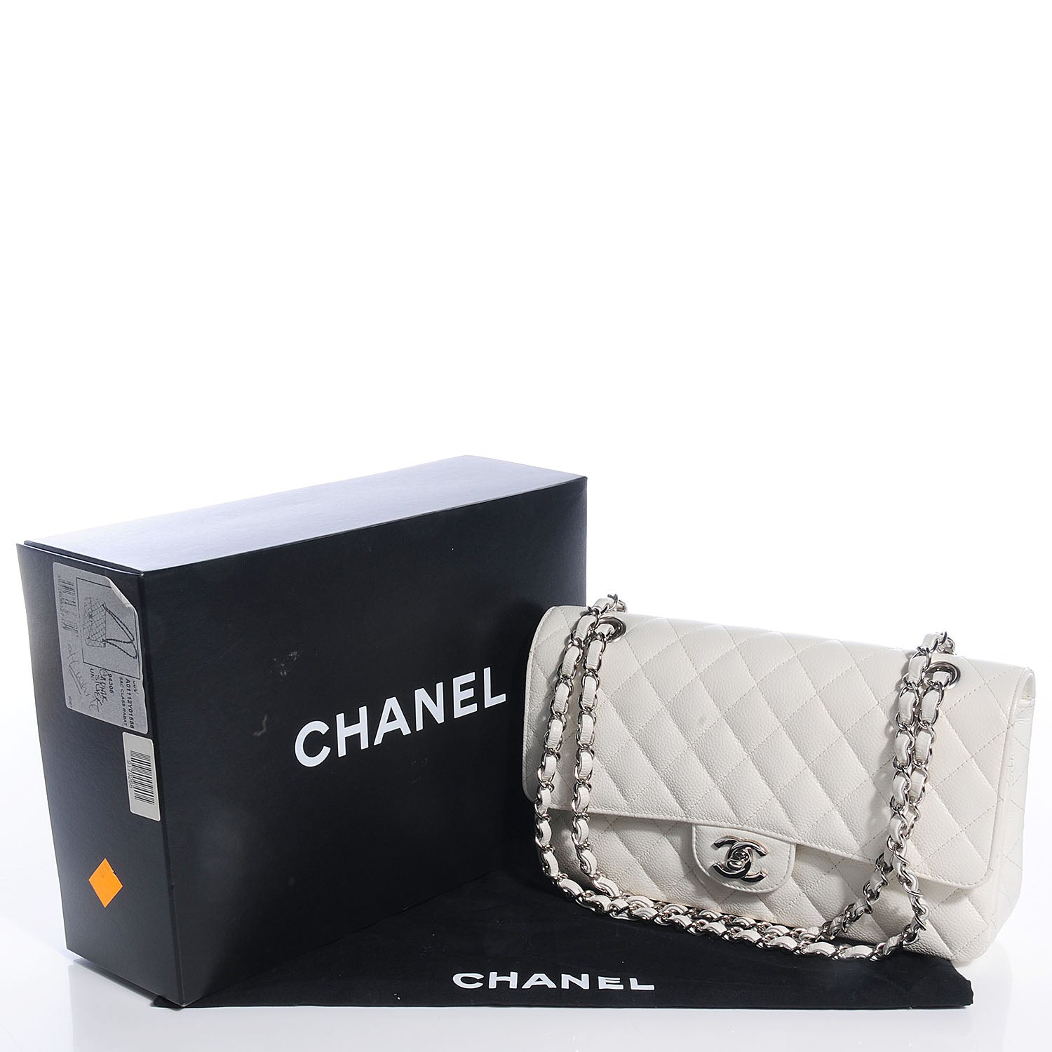 Chanel Caviar Quilted Medium Double Flap White 5 of 9