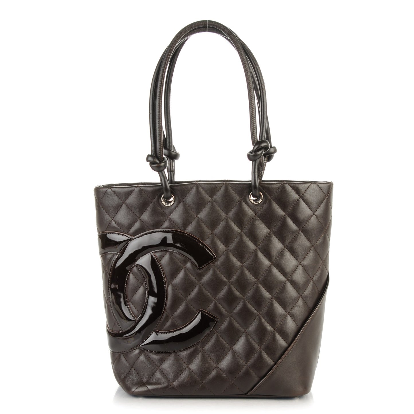 Calfskin Quilted Medium Cambon Tote Brown