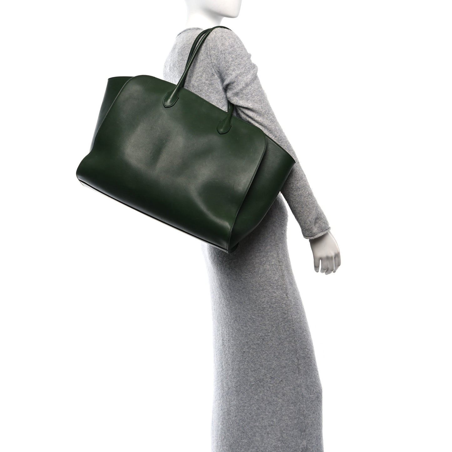 Polished Saddle Calfskin Marlo Tote Bag Moss