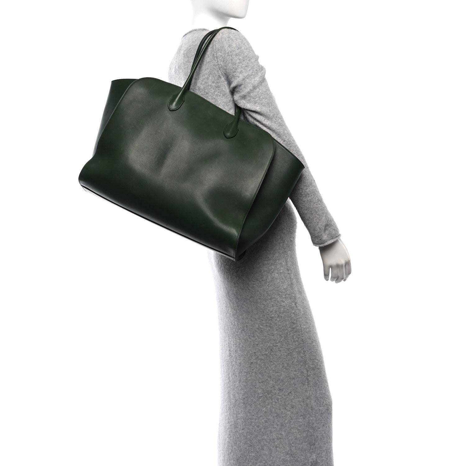 The Row Polished Saddle Calfskin Marlo Tote Bag Moss 2 of 9