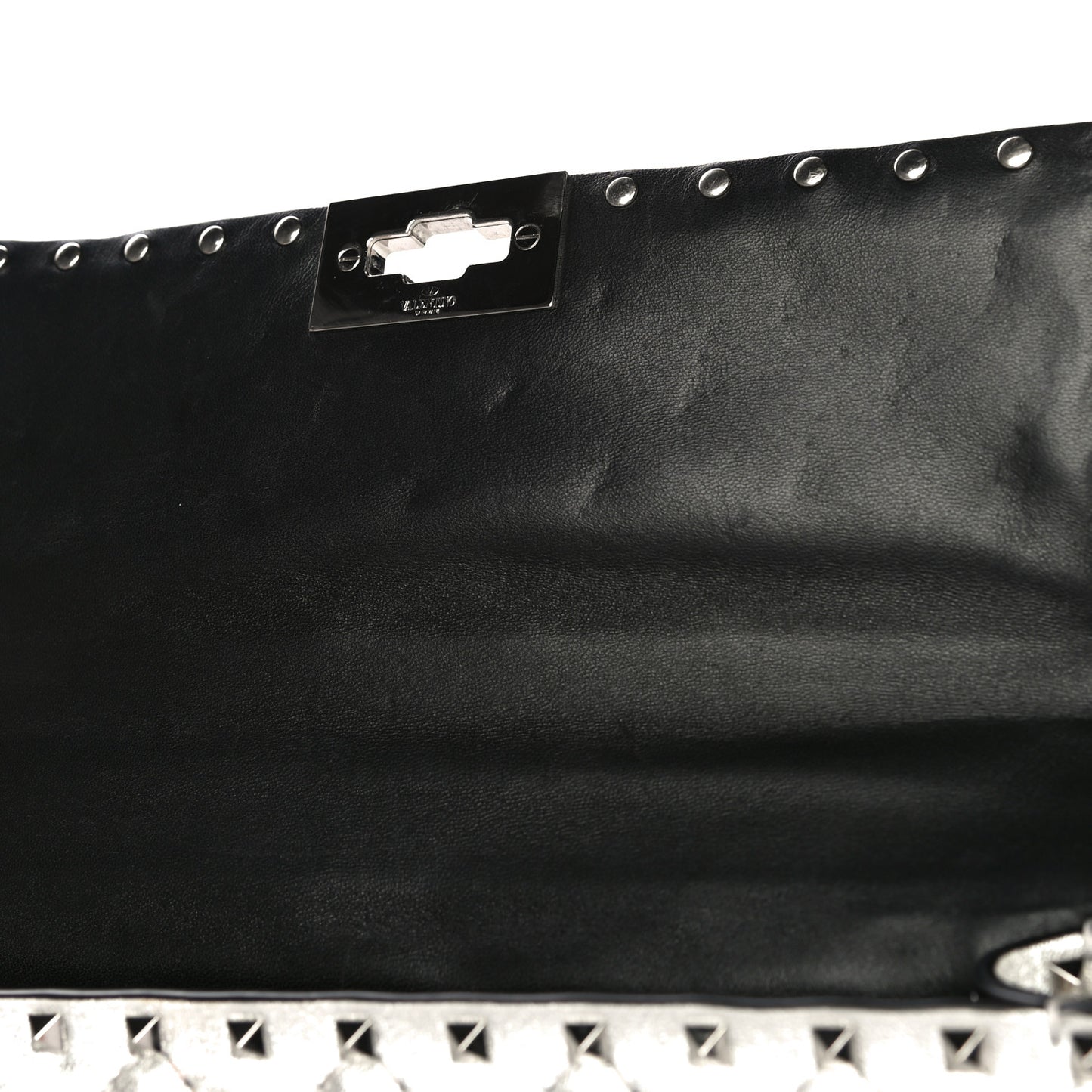 Metallic Nappa Medium Rockstud Spike Shoulder Bag Silver