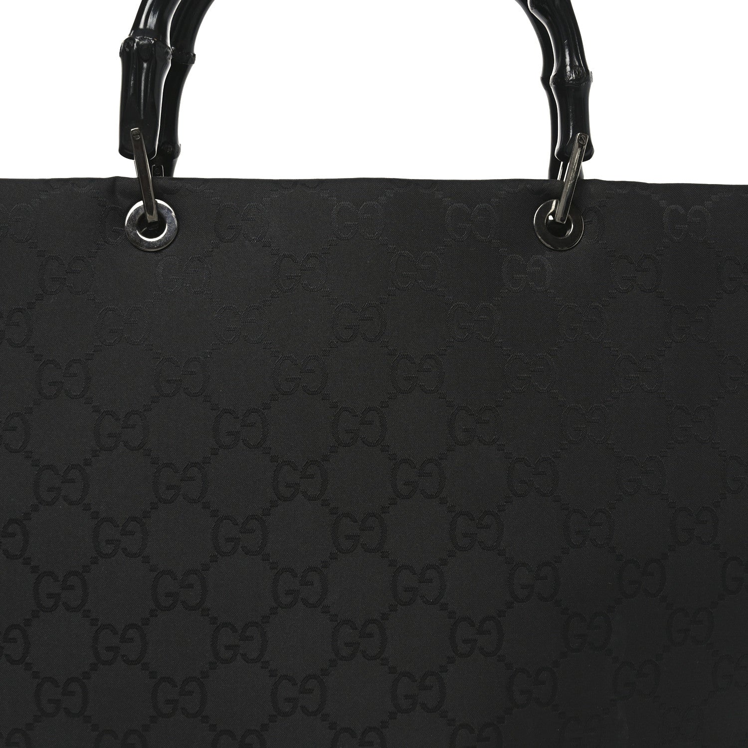 Gucci Nylon Monogram Large Bamboo Shopper Tote Black 14 of 20
