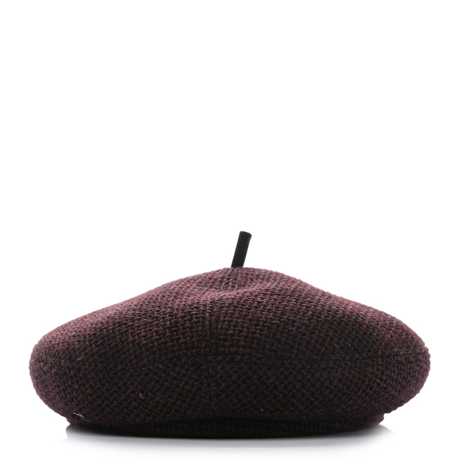 Chanel Wool Fabric CC Beret M Burgundy Black 4 of 8