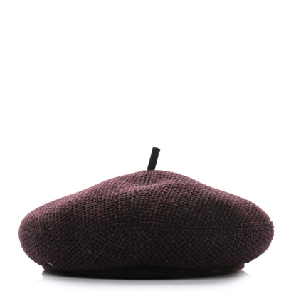 Chanel Wool Fabric CC Beret M Burgundy Black 4 of 8