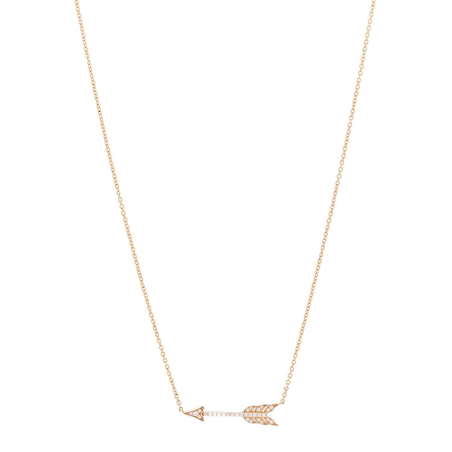 Tiffany 18K Rose Gold Diamond Arrow Pendant Necklace 1 of 5
