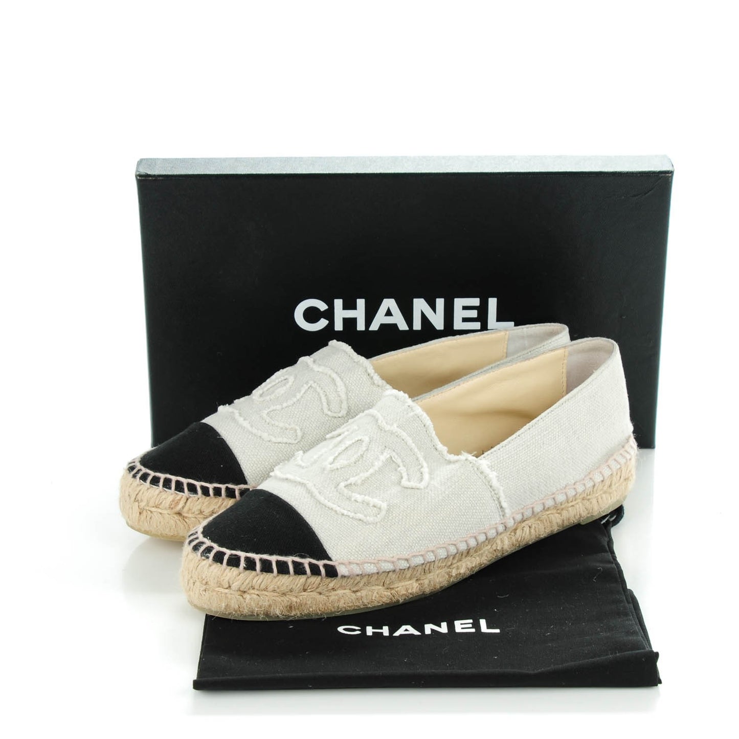 Linen CC Espadrilles 38 Beige Black