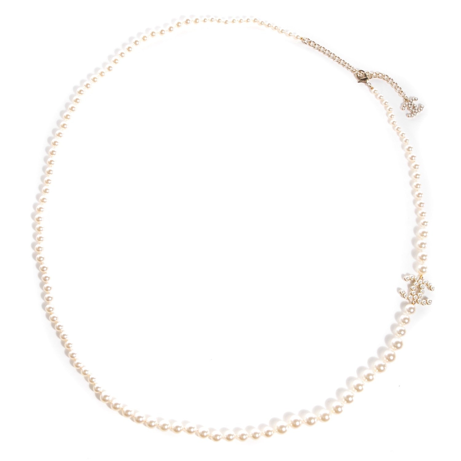Chanel Graduated Pearl CC Long Necklace Gold 1 of 4