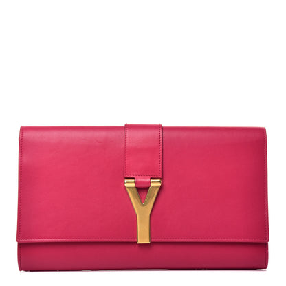 Saint Laurent Calfskin Classic Y Ligne Clutch Fuchsia 1 of 7