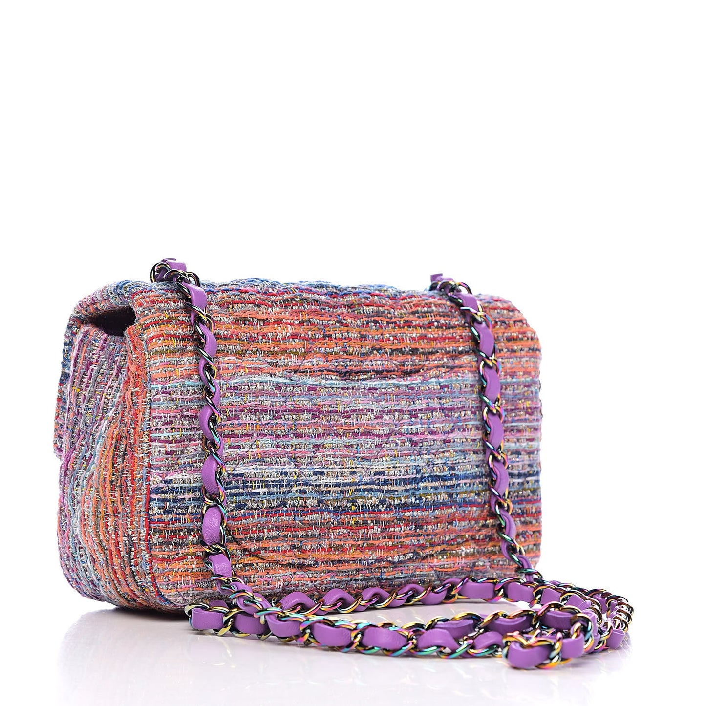 Tweed Quilted Mini Rectangular Flap Blue Pink Orange