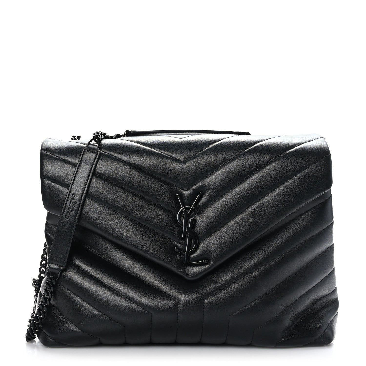 Saint Laurent Calfskin Y Quilted Monogram Monochrome Medium Loulou Chain Satchel Black 1 of 9
