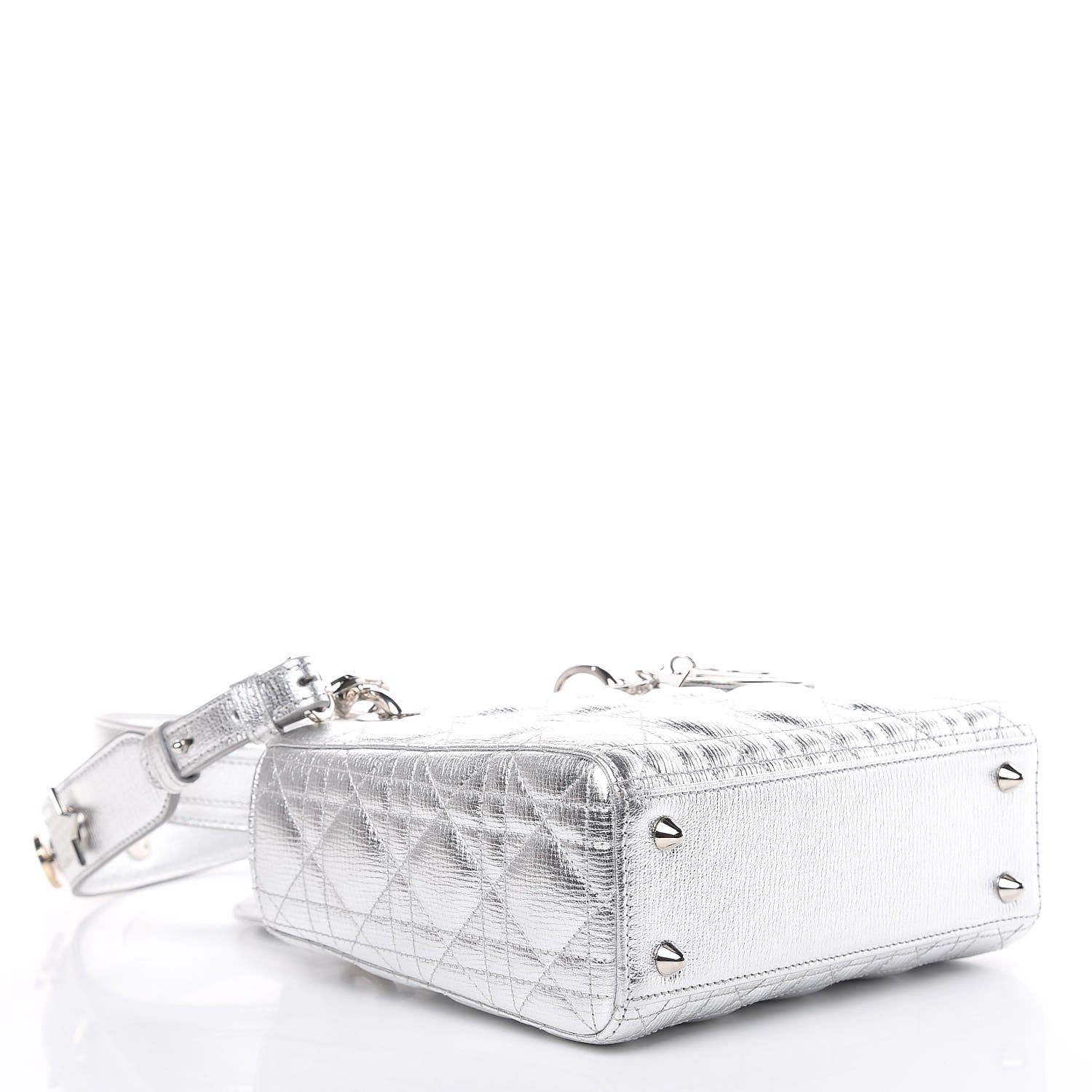Christian Dior Metallic Grained Calfskin Cannage Small Lucky Badges My Lady Dior Silver 4 of 10