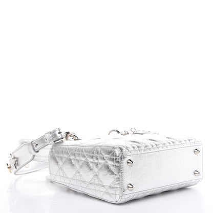 Christian Dior Metallic Grained Calfskin Cannage Small Lucky Badges My Lady Dior Silver 4 of 10