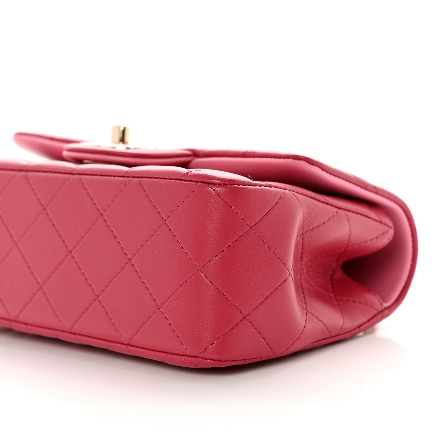 Lambskin Quilted Bi-Color Mini Top Handle Rectangular Flap Rose