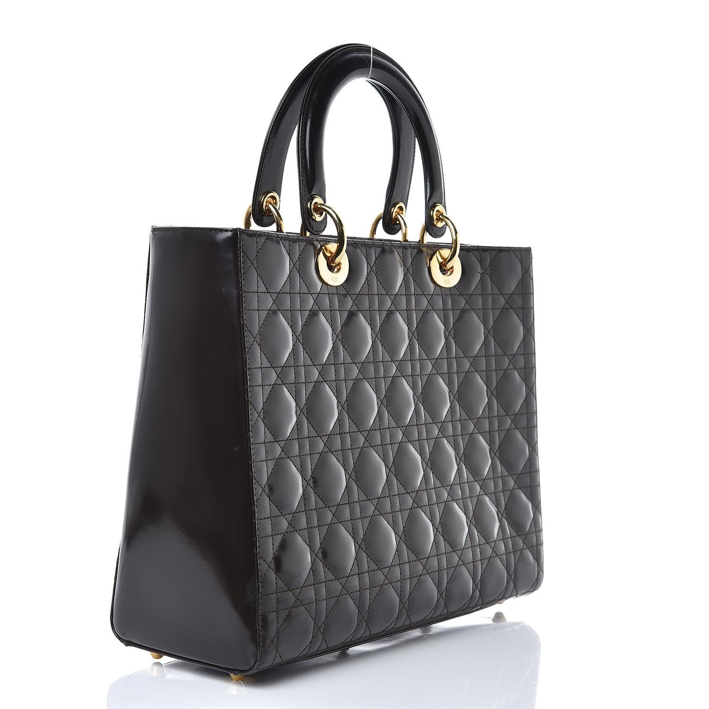 Patent Cannage Large Lady Dior Brown