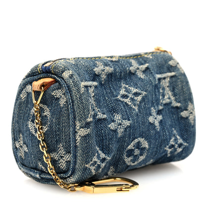 Louis Vuitton Monogram Denim Pochette Speedy PM Key Holder Blue 3 of 6