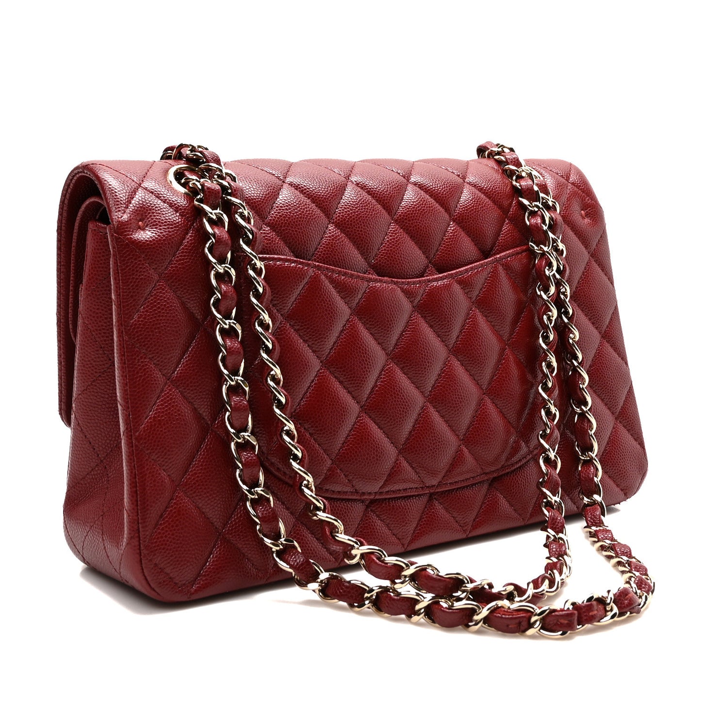 Caviar Quilted Medium Double Flap Red