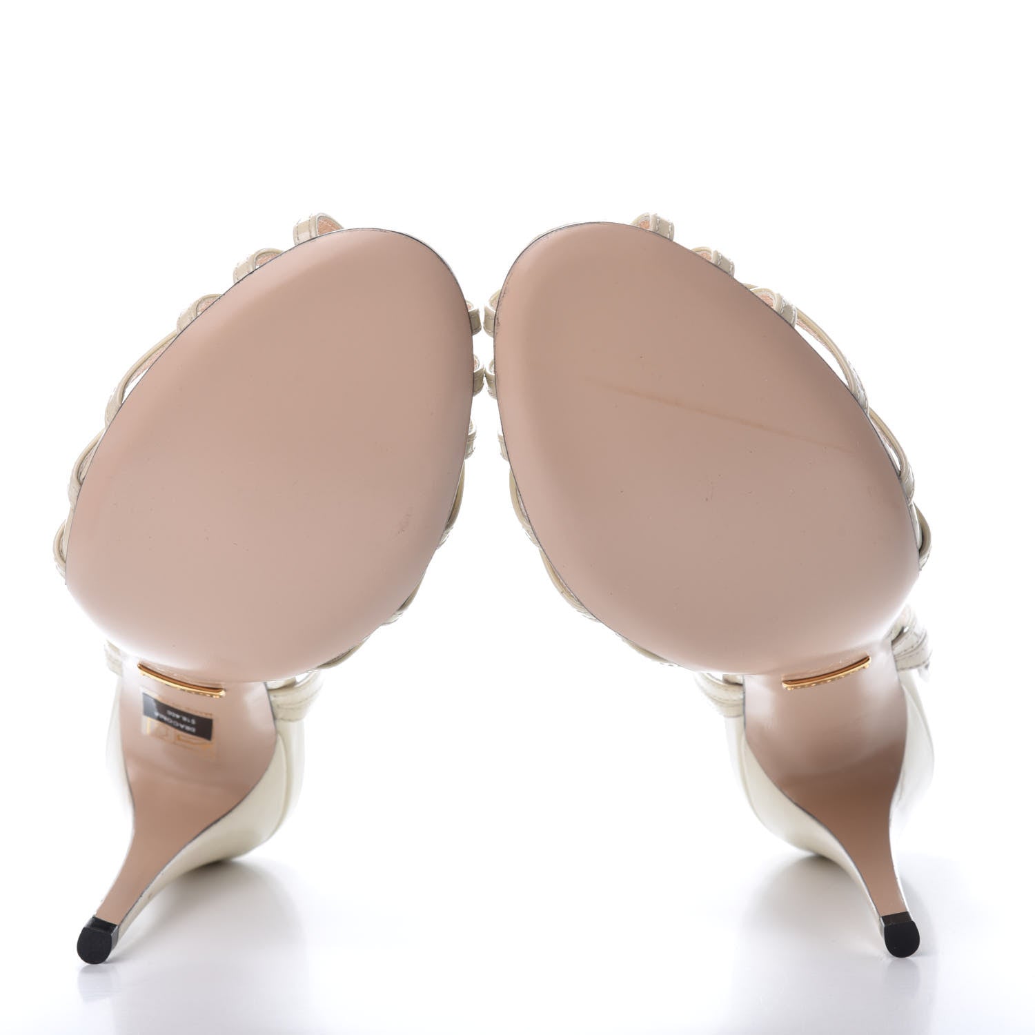 Gucci Vernice Crystal Sandals 37.5 Vintage White 5 of 9