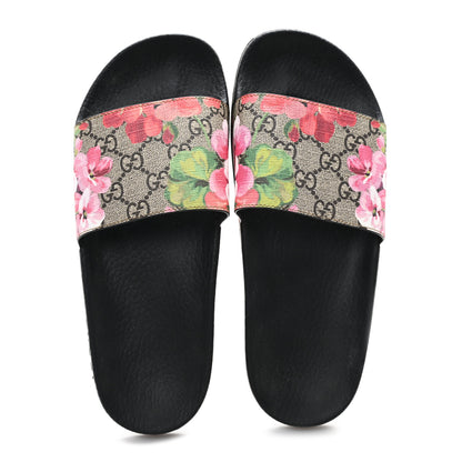 Gucci GG Supreme Monogram Blooms Slide Sandals 38 Beige Multicolor 2 of 9