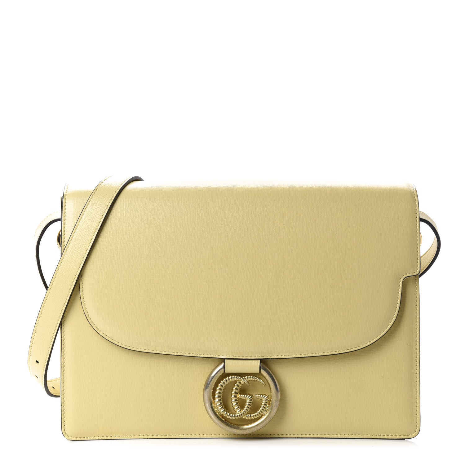 Gucci Textured Calfskin Medium Torchon GG Ring Shoulder Bag Butter 1 of 12