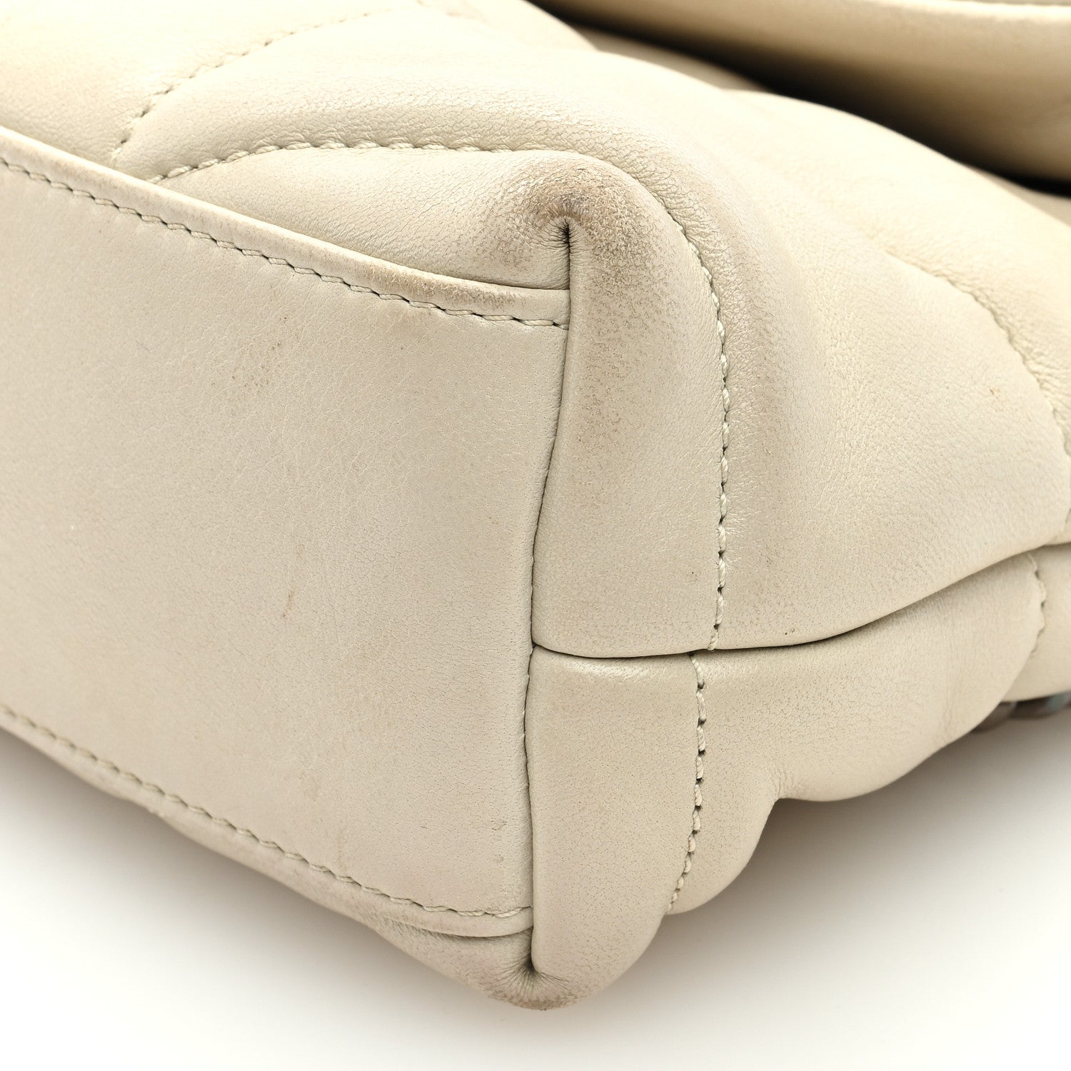 Saint Laurent Lambskin Quilted Toy Loulou Puffer Monogram Chain Satchel Blanc Vintage 8 of 8