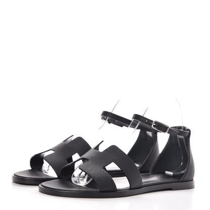 Hermes Epsom Santorini Sandals 37 Black 3 of 9