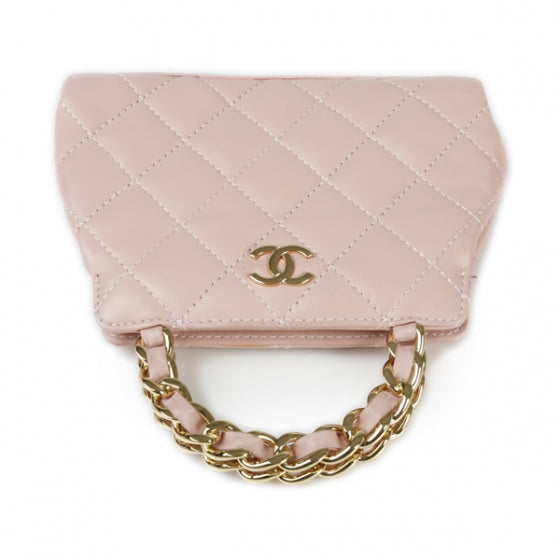 Lambskin Quilted Mini Evening Bag Pink