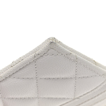 Chanel Caviar Quilted CC Zip Card Holder White 8 of 10