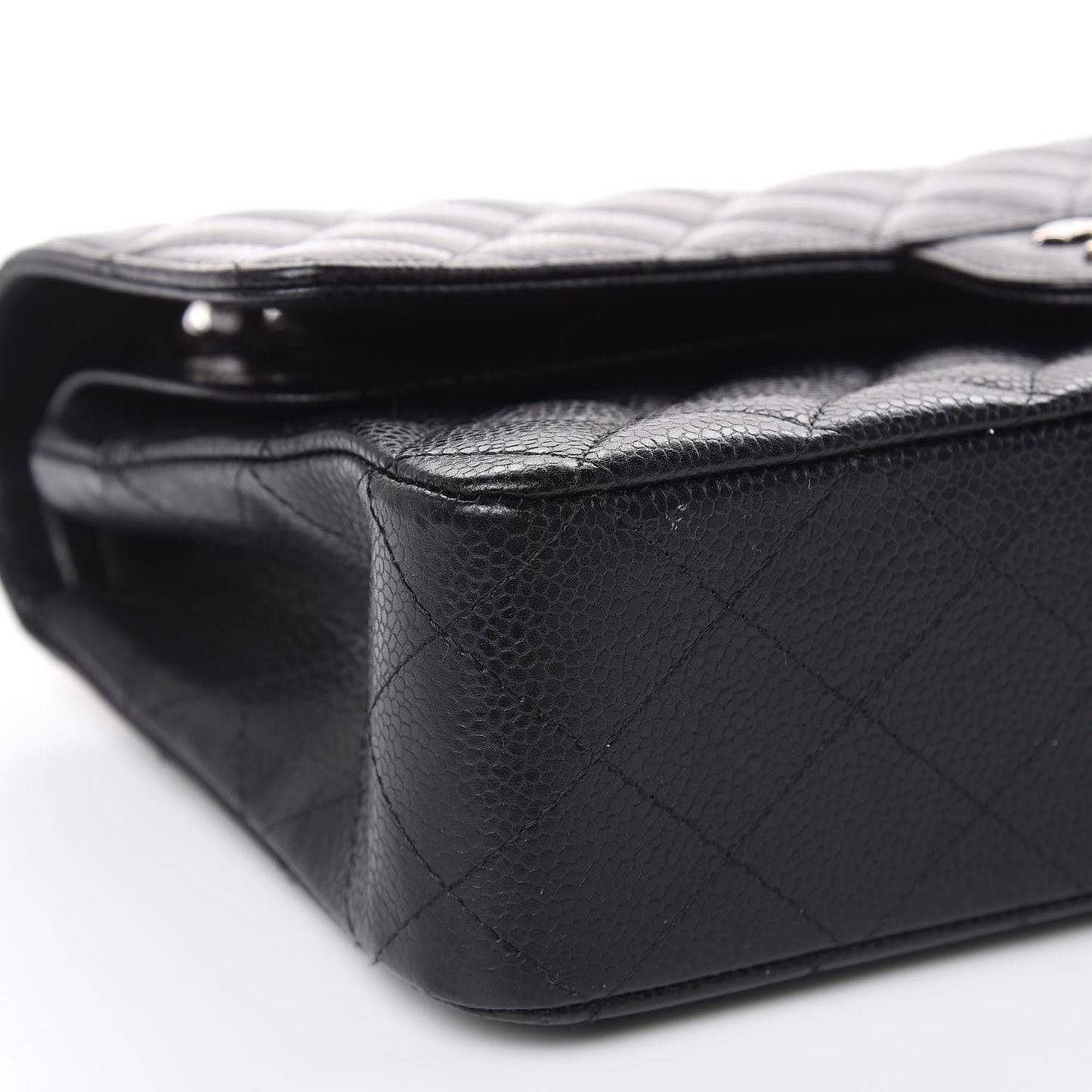 Caviar Quilted Medium Double Flap Black