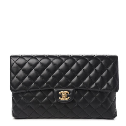 Chanel Lambskin Quilted Flap Clutch Black 1 of 8