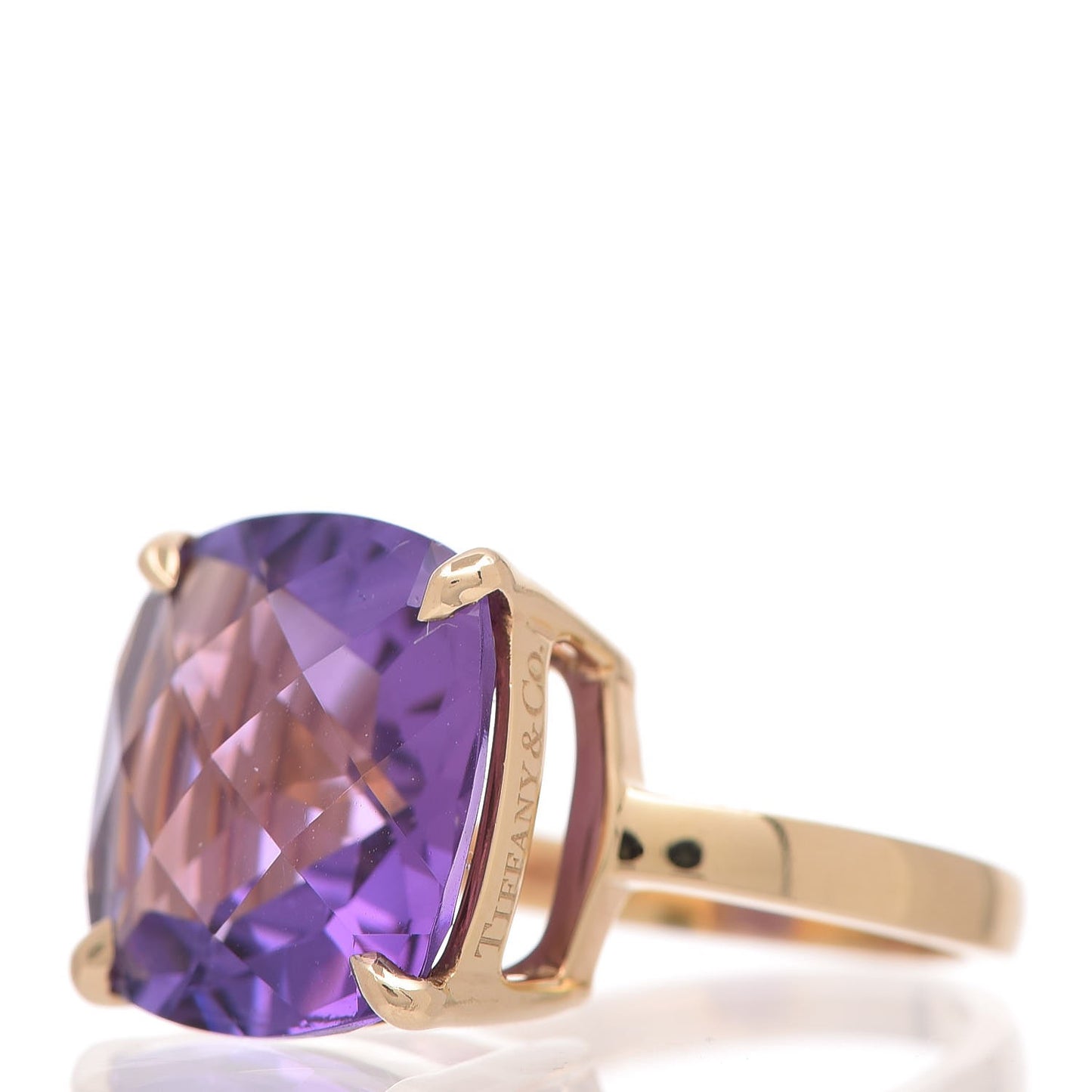 18K Yellow Gold Amethyst Sparklers Cocktail Ring 50 5.25