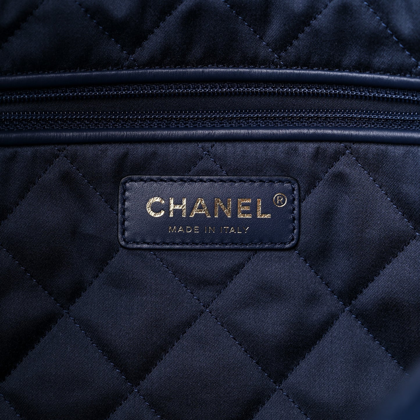 Shiny Calfskin Quilted Small Chanel 22 Navy