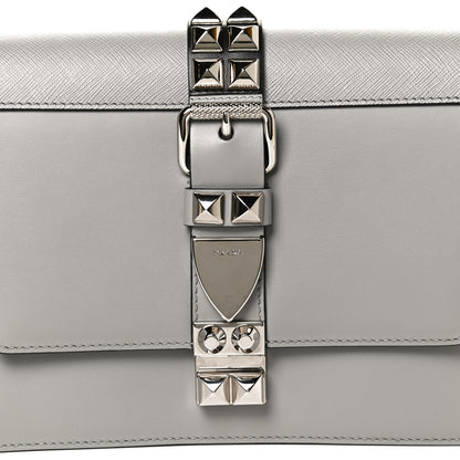 Prada Saffiano City Calfskin Studded Large Elektra Shoulder Bag Nube 6 of 9