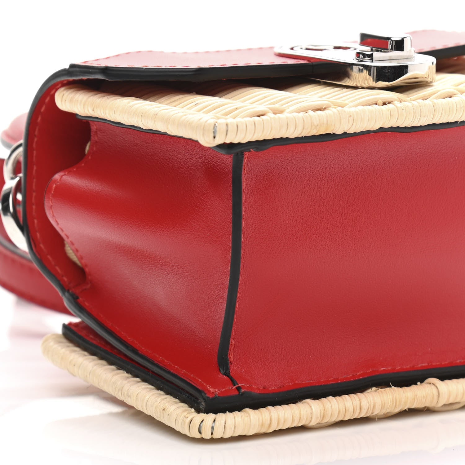 Christian Louboutin Rattan Woven Calfskin Elisa Nano Top Handle Bag Red 8 of 9