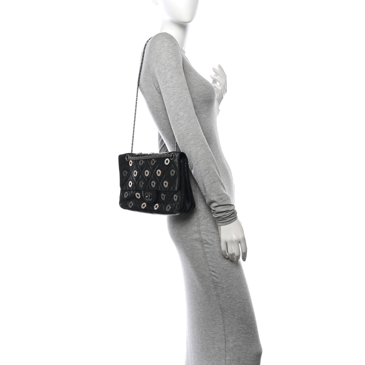 Lambskin Quilted Star Attitude Jumbo Flap Bag Black