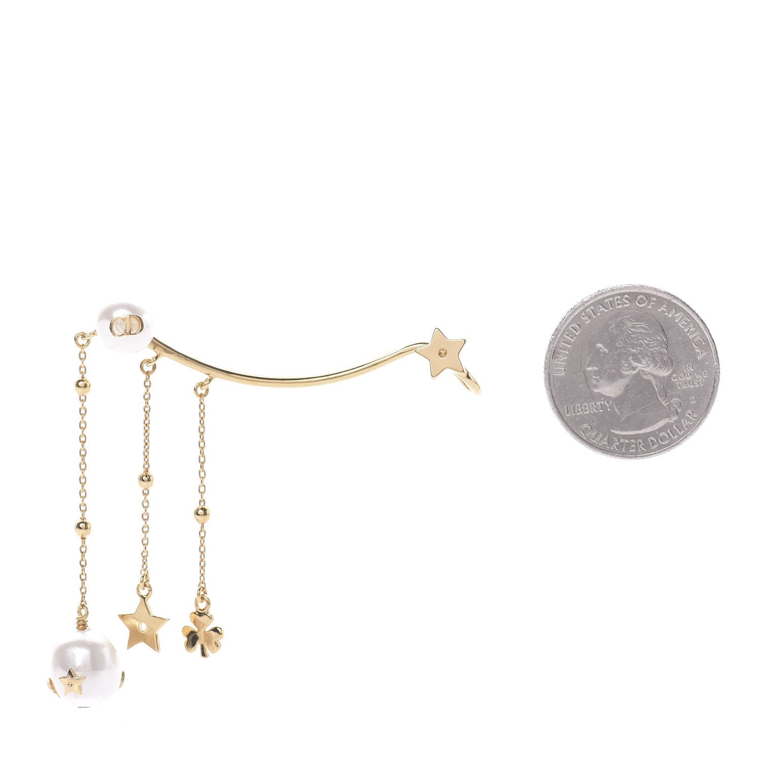 Christian Dior Pearl Shiny-D Earring Gold 2 of 5