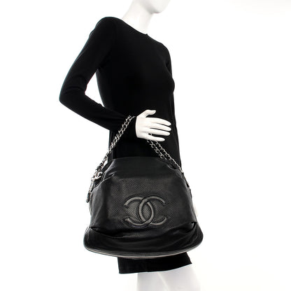 Chanel Lambskin Perforated Baseball Spirit Ligne Bag Black 2 of 8