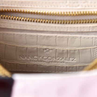 Nancy Gonzalez Crocodile Small Lexi Patchwork Top Handle Bag Cream 7 of 11