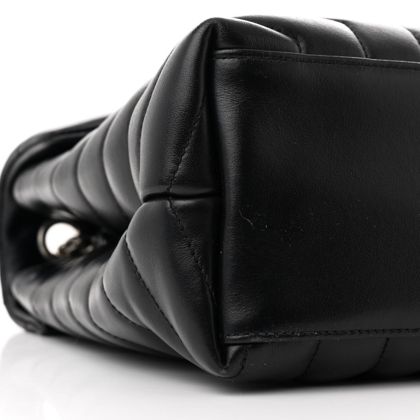 Calfskin Y Quilted Monogram Medium Loulou Chain Satchel Black