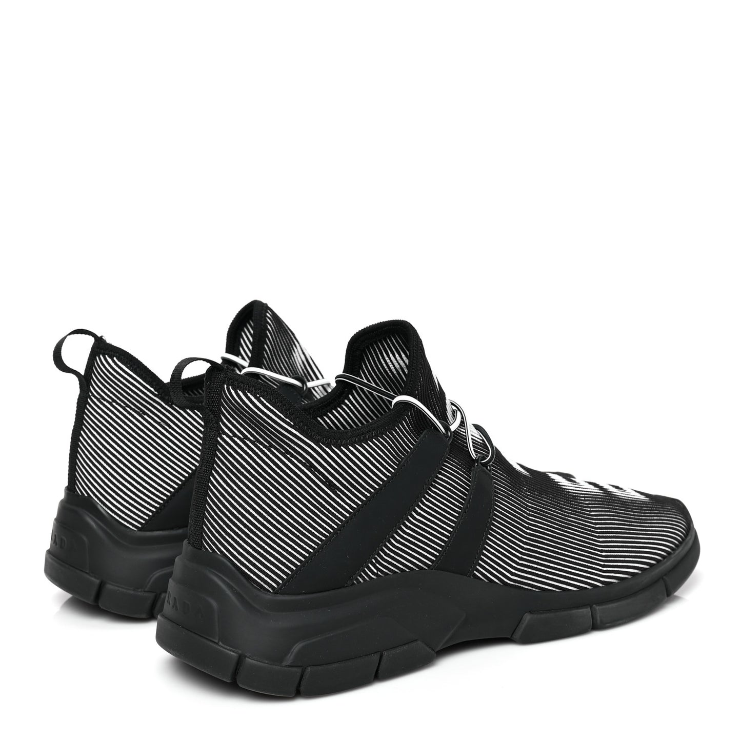 Knit Fabric Mens Logo Sneakers 9 Black White