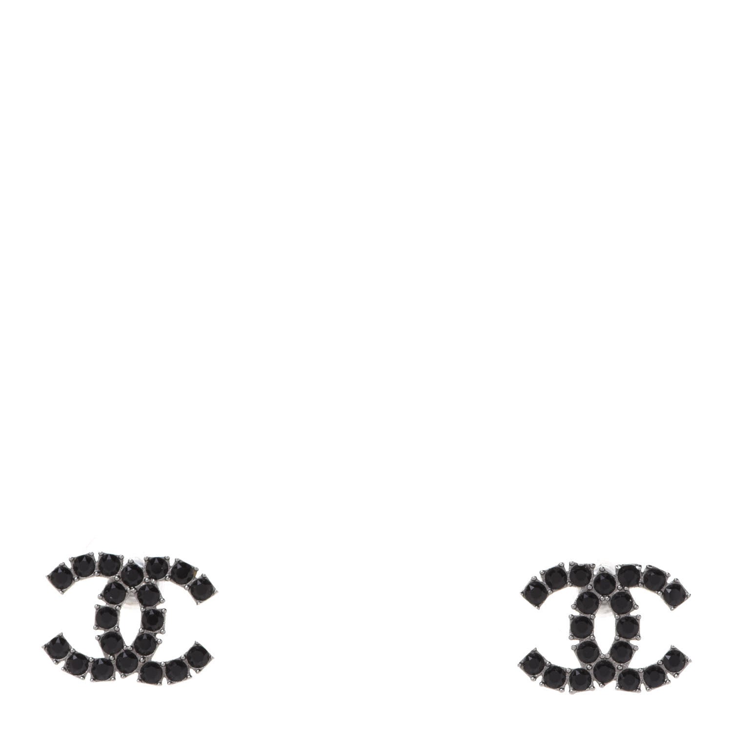 Chanel Ruthenium Crystal CC Earrings Black 1 of 5