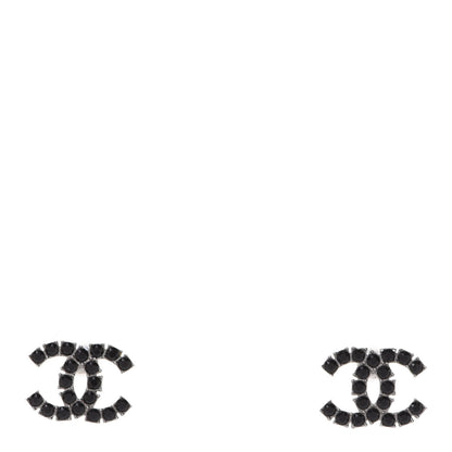 Chanel Ruthenium Crystal CC Earrings Black 1 of 5