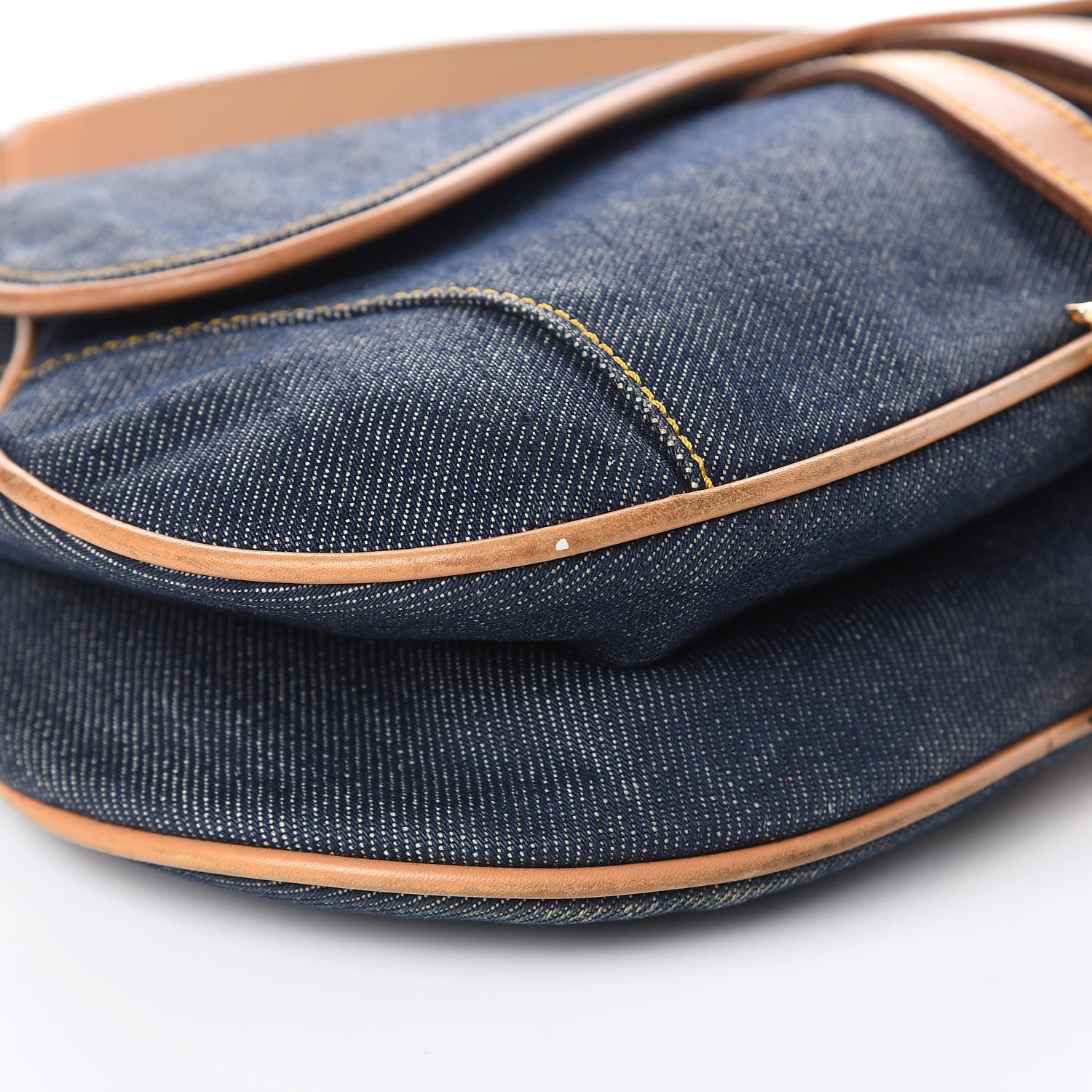 Christian Dior Denim Calfskin Saddle Bag Blue 9 of 14